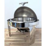 NEW 6 QT STAINLESS STEEL ROUND CHAFING DISH WITH ROLL TOP LID - OMCAN 80527