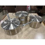 SET OF WINCO STAINLESS STEEL SAUCE PANS & STOCK POT