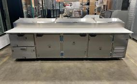 BEVERAGE AIR DPD119-2 119-INCH REFRIGERATED PIZZA PREP TABLE WITH THREE DOORS & TWO DRAWERS