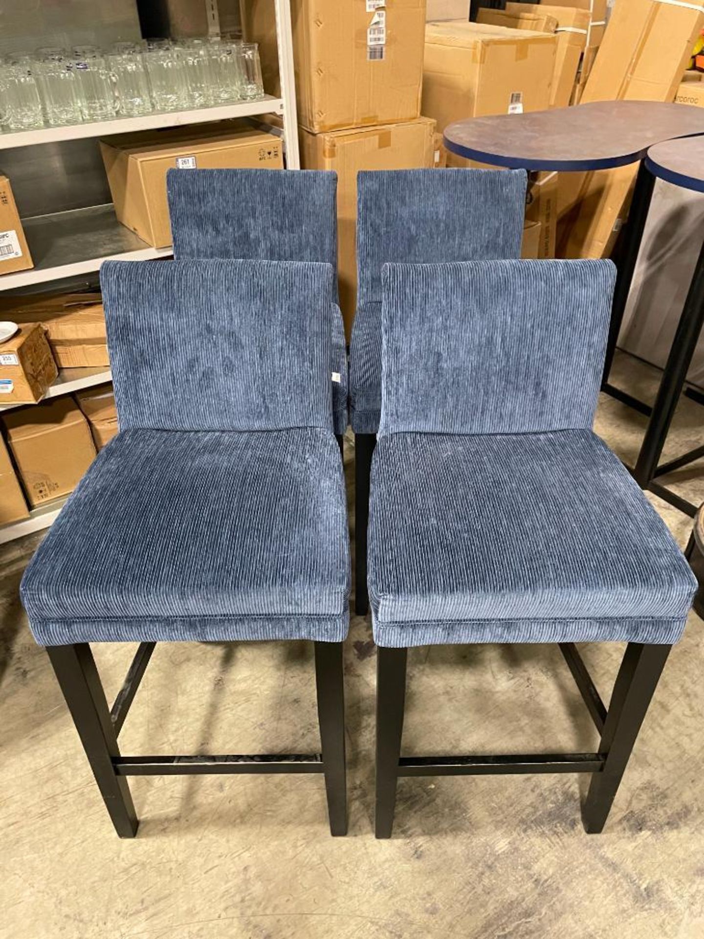 (4) BLUE CORDUROY BAR HEIGHT BAR STOOLS - Image 11 of 11