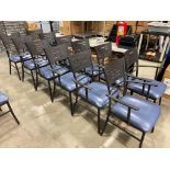 (12) BLUE PADDED METAL BACK DINING ARMCHAIRS