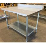 NEW 30" X 48" STAINLESS STEEL WORK TABLE WITH 4" BACKSPLASH & UNDERSHELF