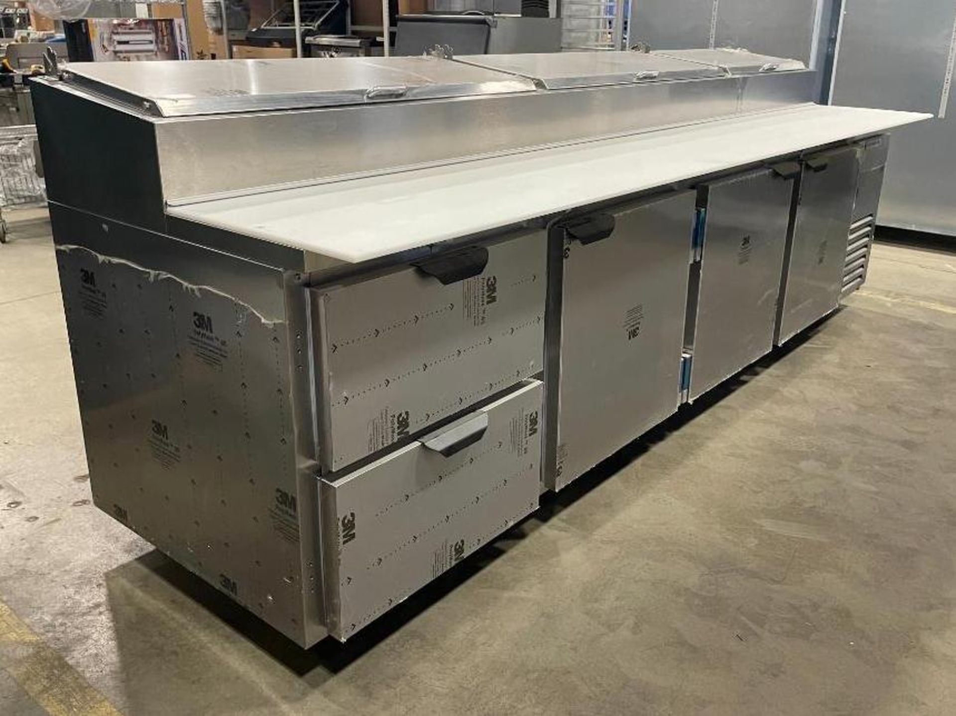 BEVERAGE AIR DPD119-2 119-INCH REFRIGERATED PIZZA PREP TABLE WITH THREE DOORS & TWO DRAWERS - Image 2 of 19