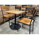 24" X 24" SINGLE PEDESTAL WOOD TOP TABLE WITH (2) CHAIRS