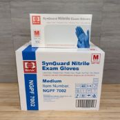 SYNGUARD NITRILE POWDER FREE BLUE EXAM GLOVES, SIZE MEDIUM - LOT OF 1000