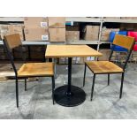 24" X 24" SINGLE PEDESTAL WOOD TOP TABLE WITH (2) CHAIRS