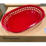 10" OVAL PLASTIC FOOD RED BASKETS, BROWNE 496FR - LOT OF 144 - NEW