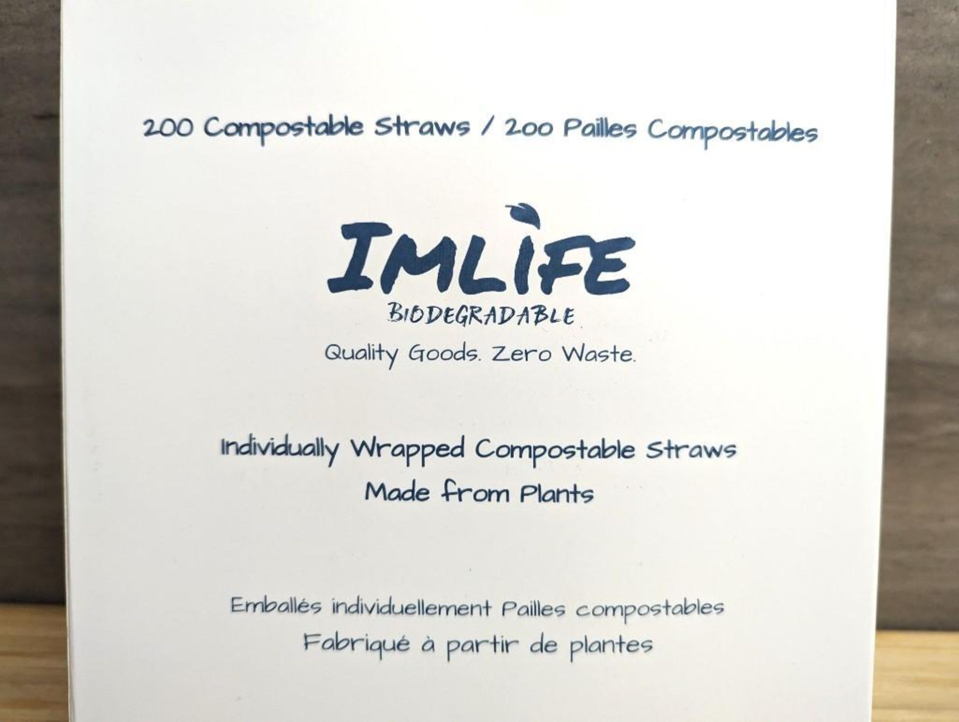 IMLIFE INDIVIDUALLY WRAPPED COMPOSTABLE STRAWS - LOT OF 2000 (10 BOXES) - Image 4 of 4