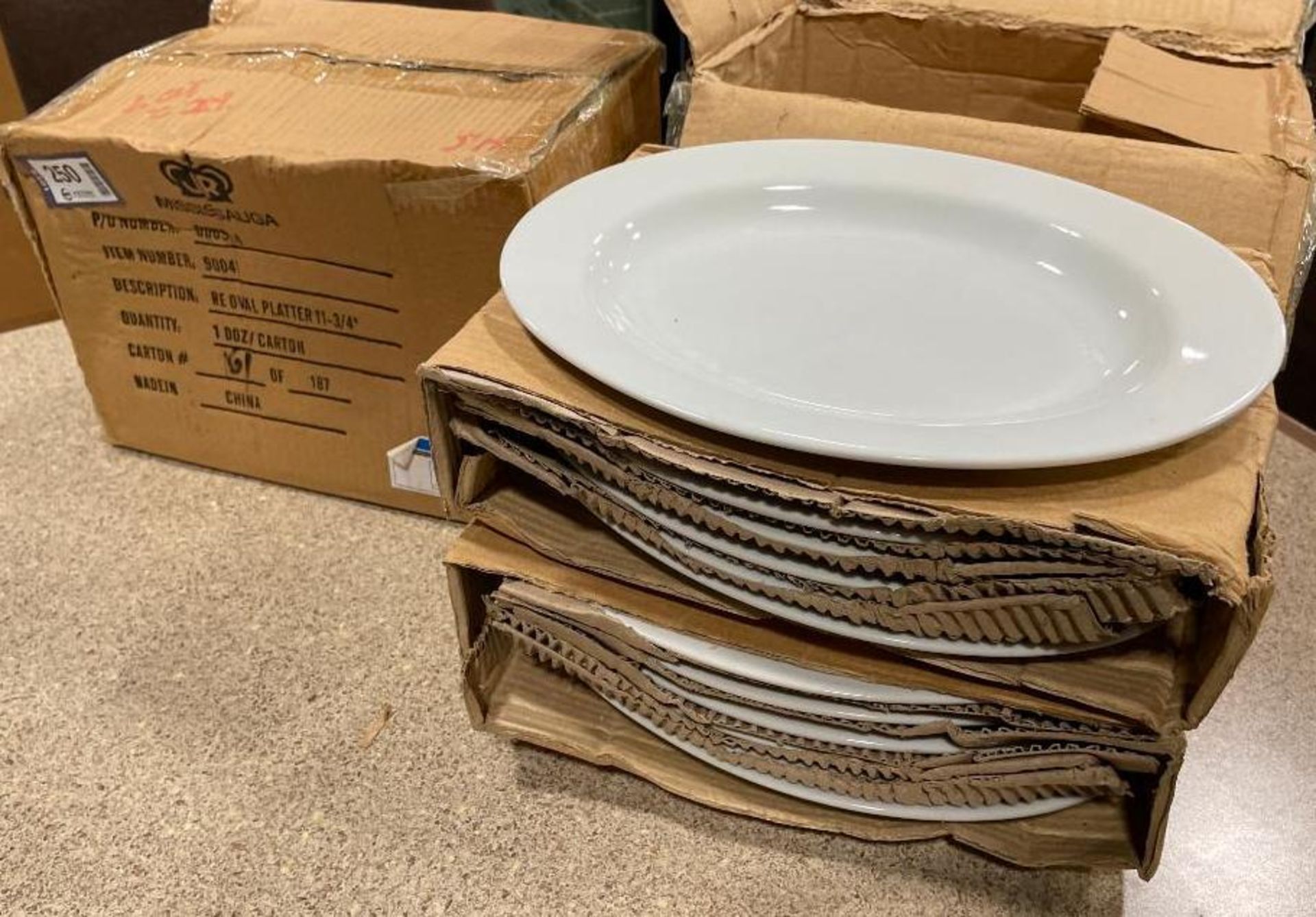 LOT OF (24) 11-3/4" ROLLED EDGE WHITE PLATTER, JOHNSON ROSE 90041 - NEW