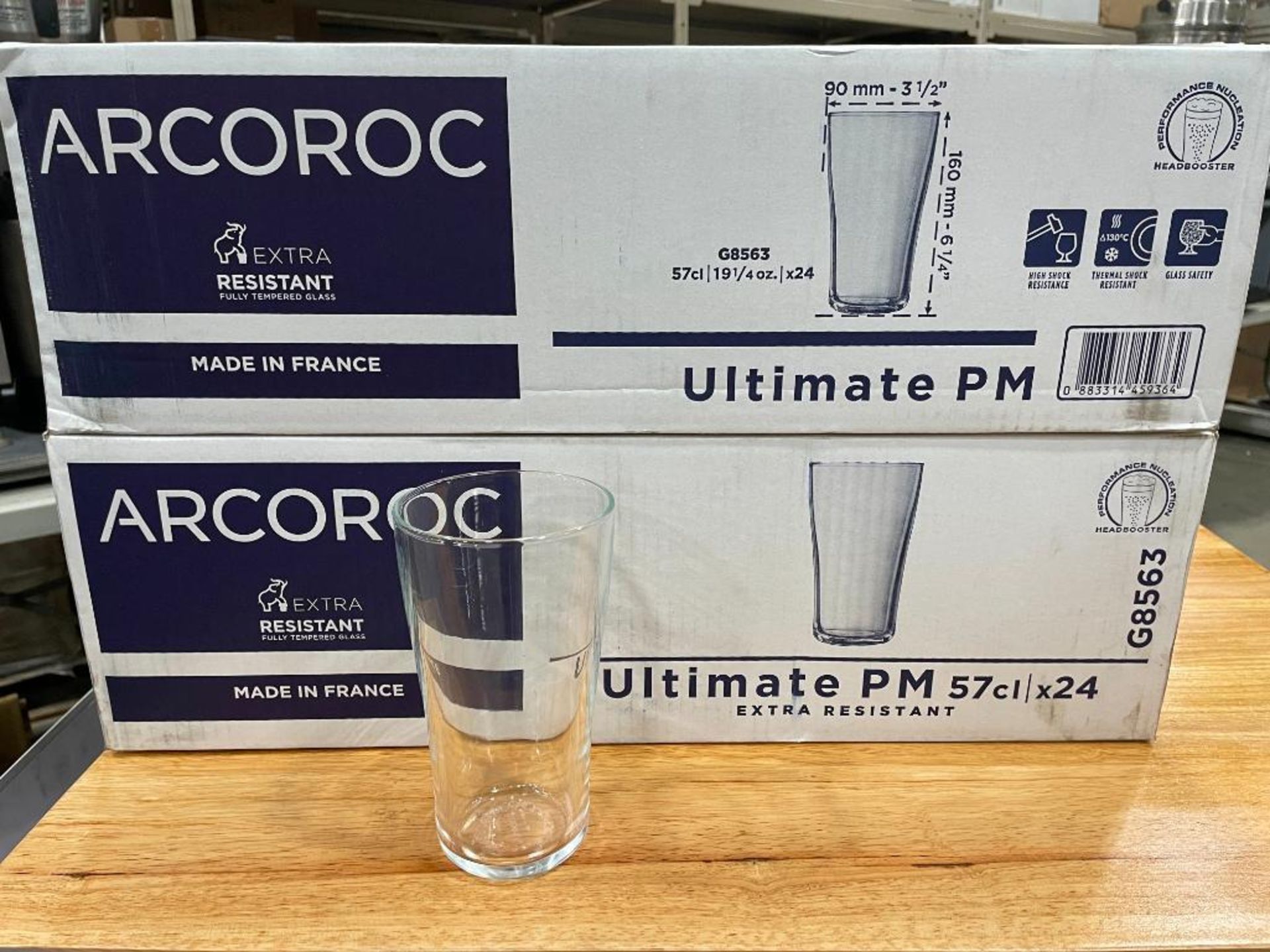 2 CASES OF ULTIMATE 20OZ PINT GLASSES, 24 PER CASE, ARCOROC G8563 - NEW