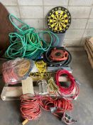 PALLET OF EXTENSION CORDS & WATER HOSE