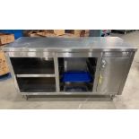 59" X 22.5" STAINLESS STEEL WORK CABINET WITH LOCKABLE DOOR