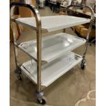 31" X 17" STAINLESS STEEL 3 TIER BUSSING CART - NEW - OMCAN 24419