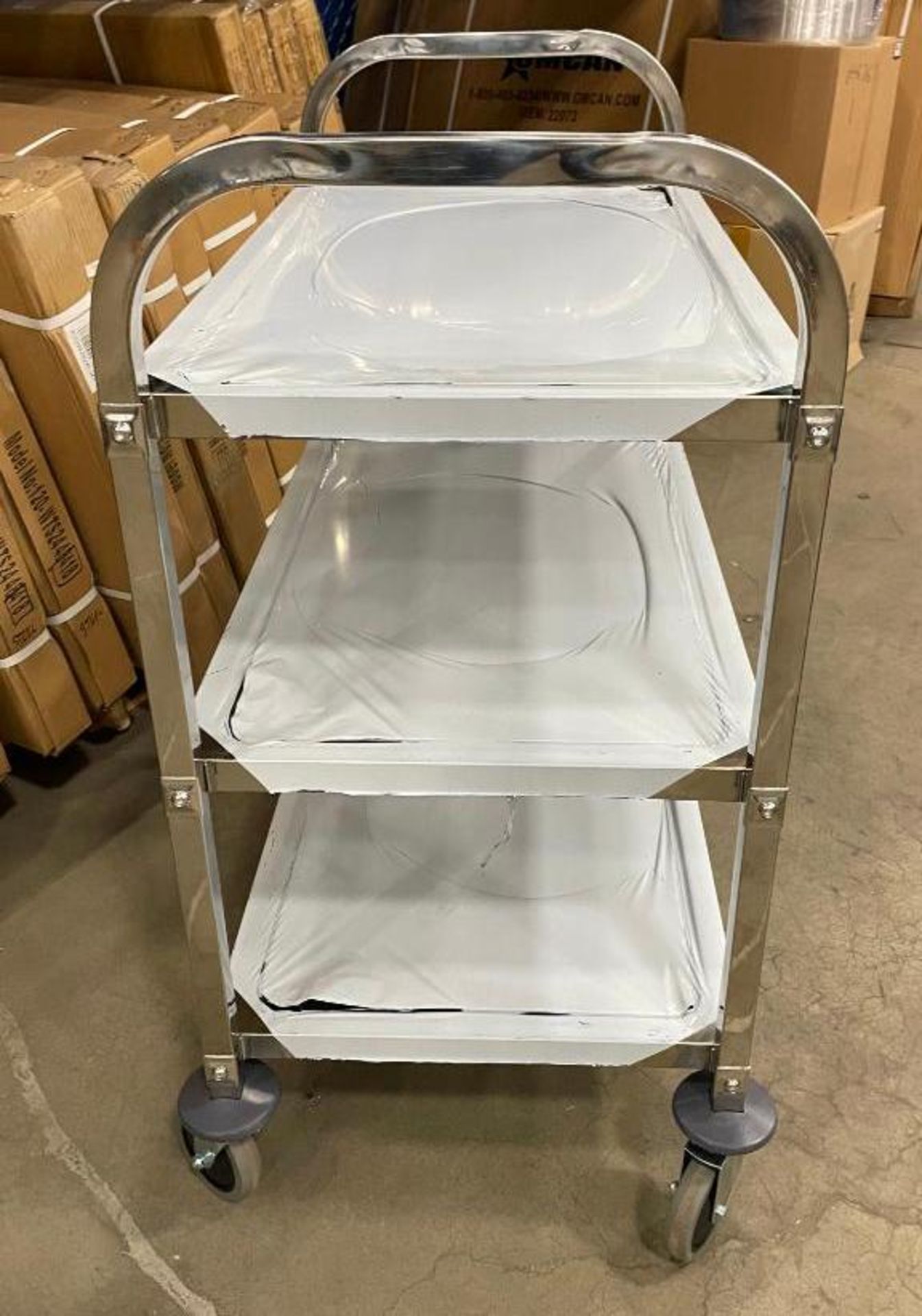 31" X 17" STAINLESS STEEL 3 TIER BUSSING CART - NEW - OMCAN 24419 - Image 3 of 4