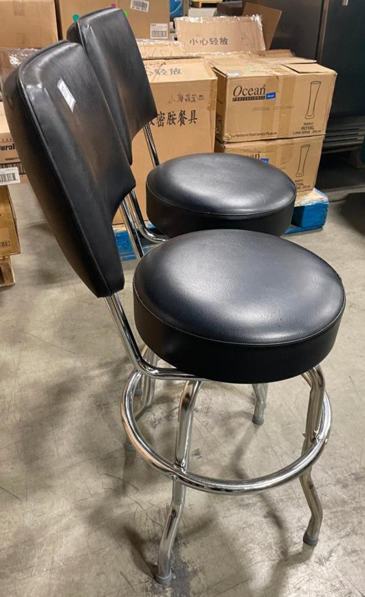 (2) BLACK HIGH BACK SWIVEL STOOL WITH FOOT RAIL - Image 5 of 6