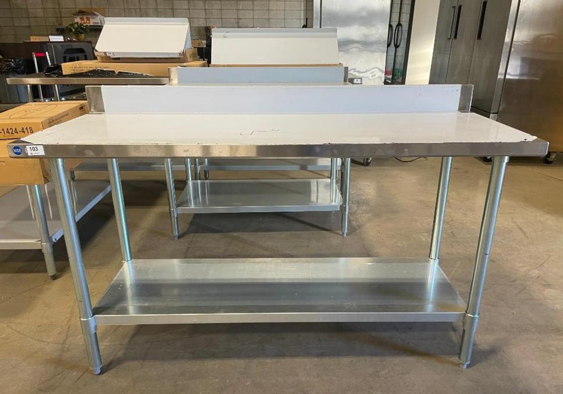 NEW 24" X 60" STAINLESS STEEL WORK TABLE WITH 4" BACKSPLASH & UNDERSHELF