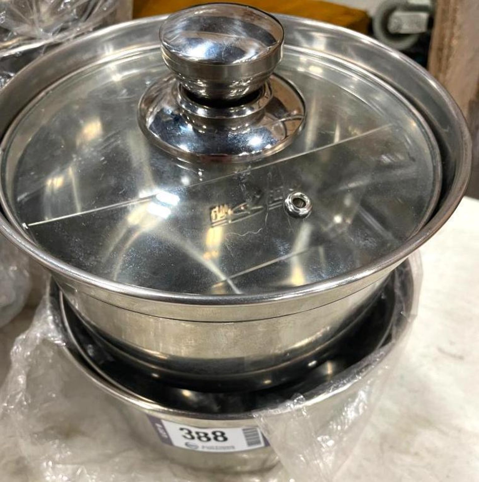 LOT OF (10) TWO-COMPARTMENT ROUND STAINLESS STEEL POT WITH COVERS - Image 2 of 7