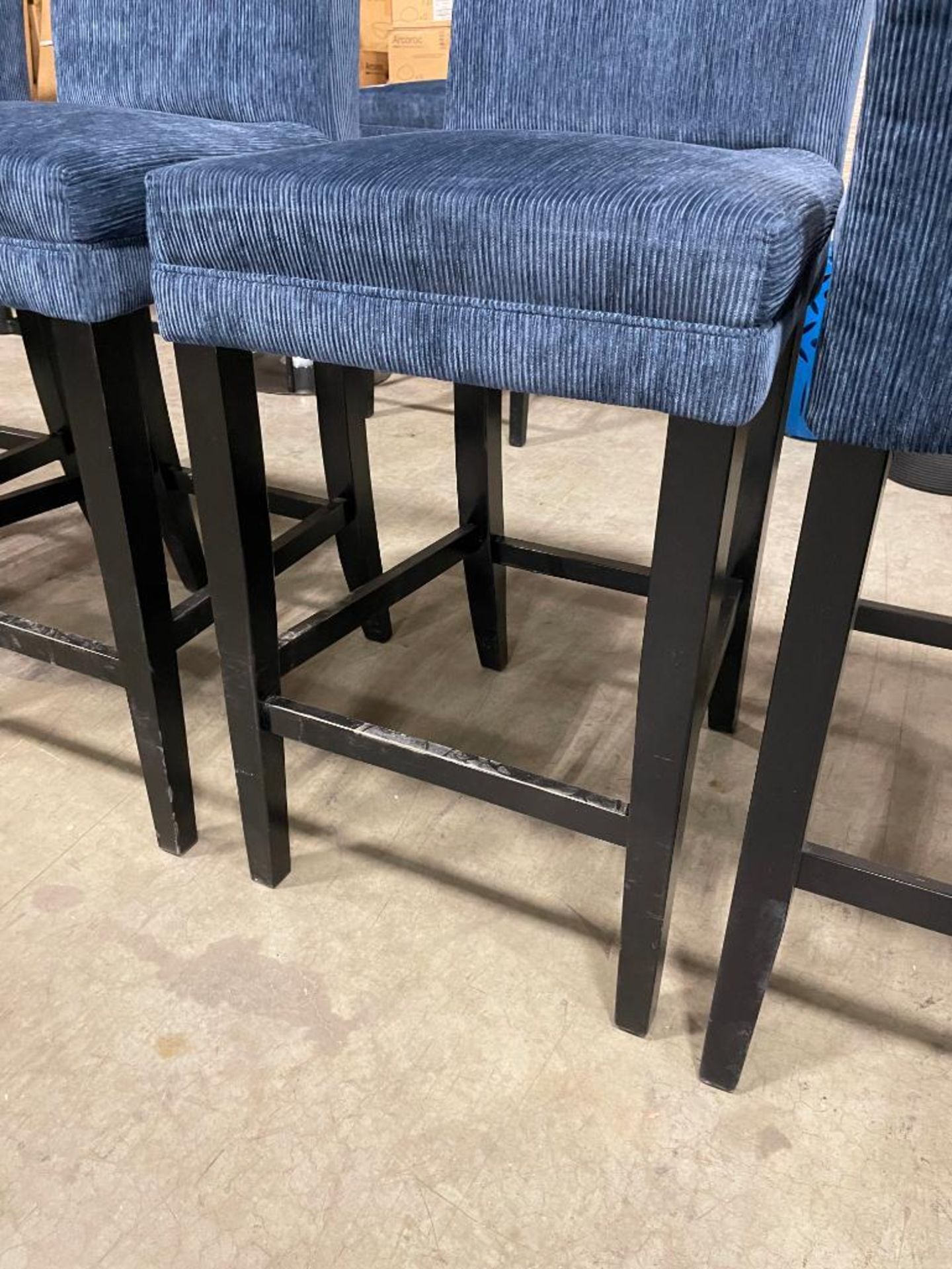 (4) BLUE CORDUROY BAR HEIGHT BAR STOOLS - Image 7 of 11