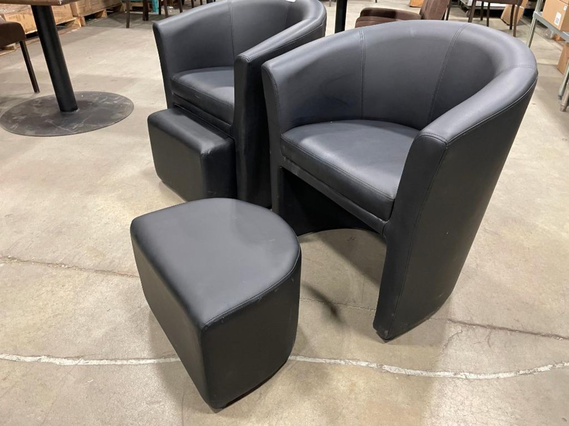 (2) BLACK TUB CHAIRS WITH FOOTSTOOL - Image 2 of 6