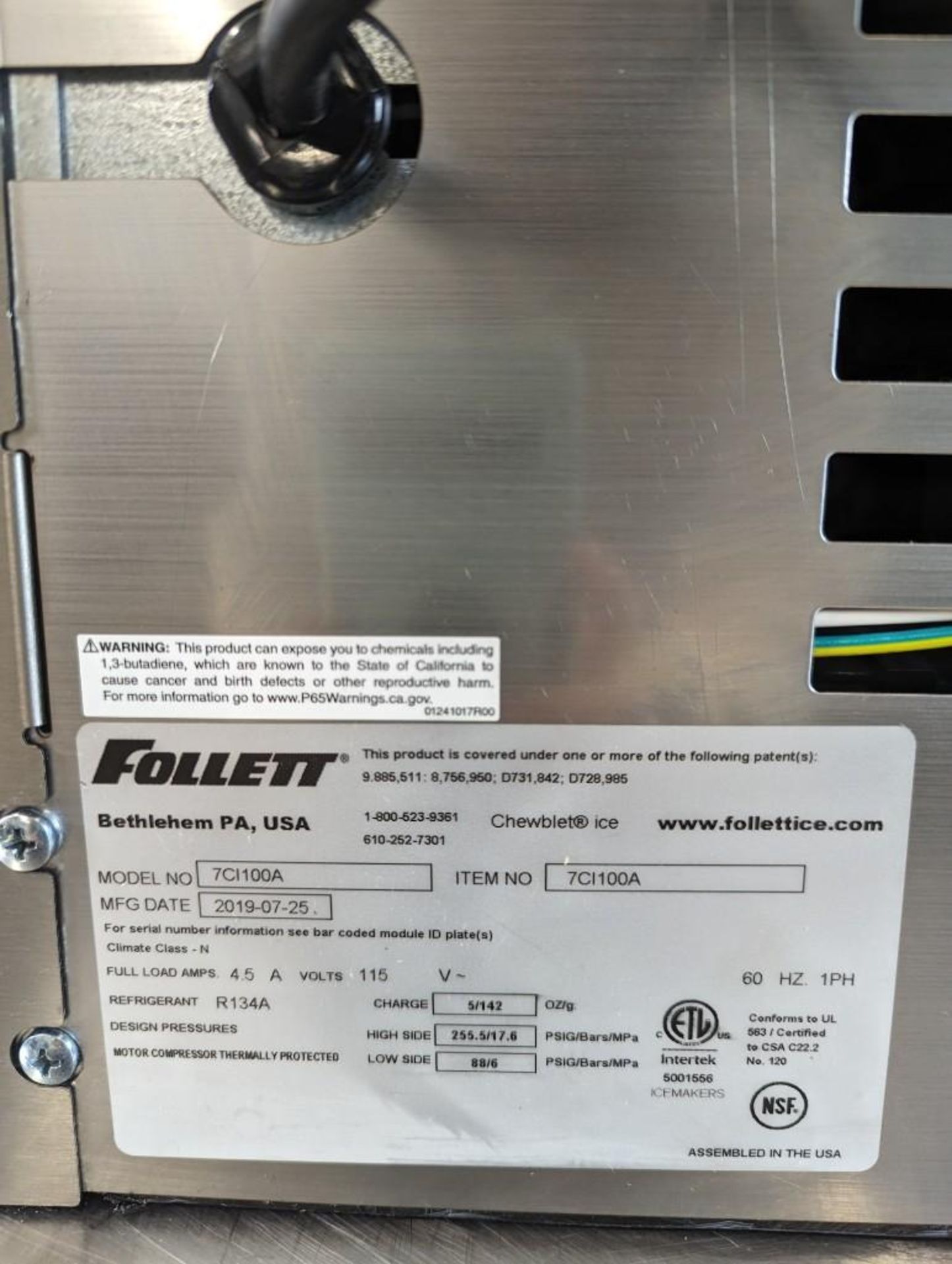 FOLLETT 7CI100A COUNTERTOP ICE & WATER DISPENSER - Image 8 of 9