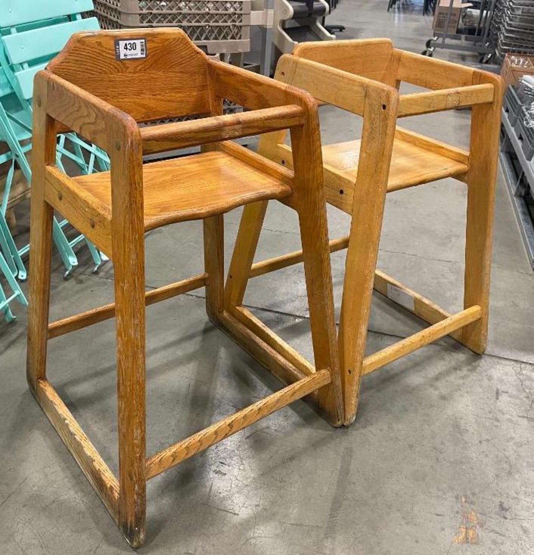 (2) WOODEN HIGH CHAIRS