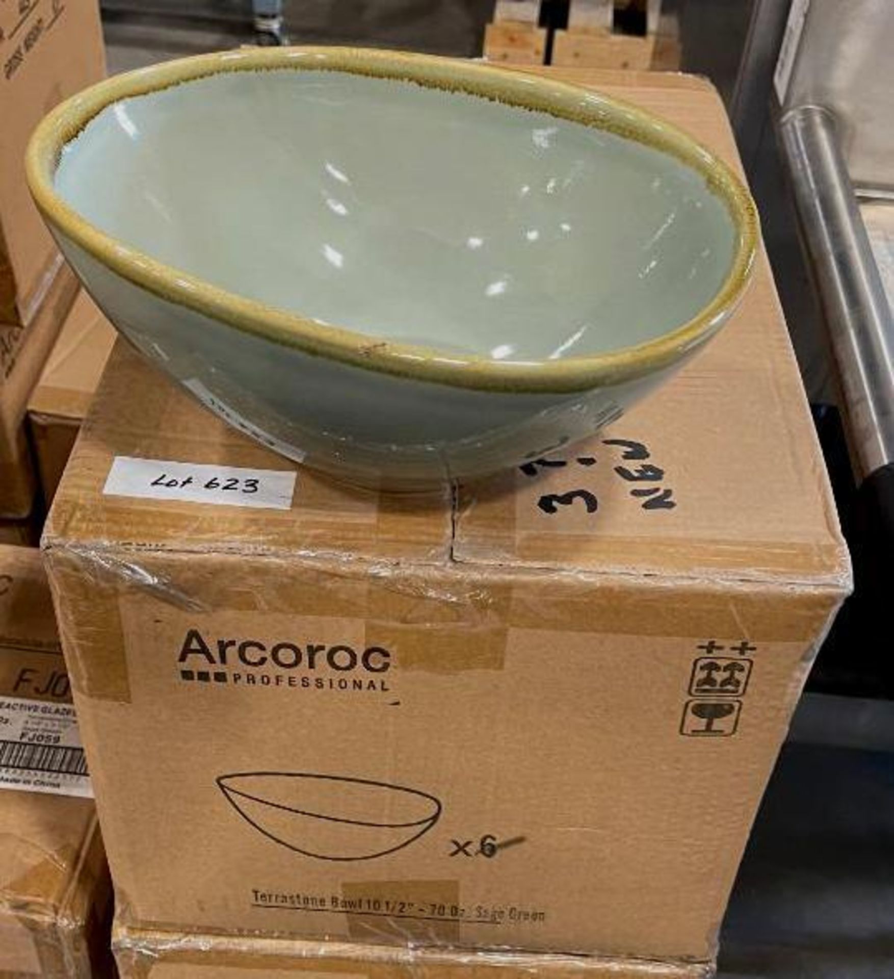 CASE OF TERRASTONE 10 1/2" SAGE GREEN BOWL - 6/CASE, ARCOROC - NEW - Image 2 of 3