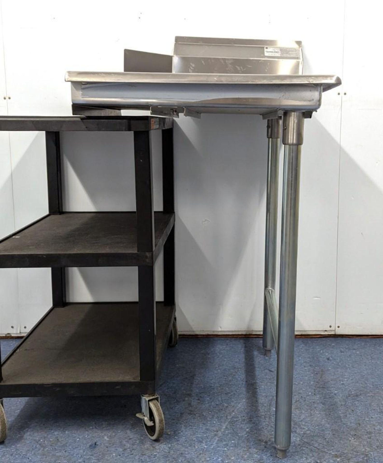 ADVANCE TABCO STAINLESS STEEL SOILED DISHTABLE 35" LEFT SIDE & STRAIGHT CLEAN DISHTABLE 23" RIGHT SI - Image 14 of 18