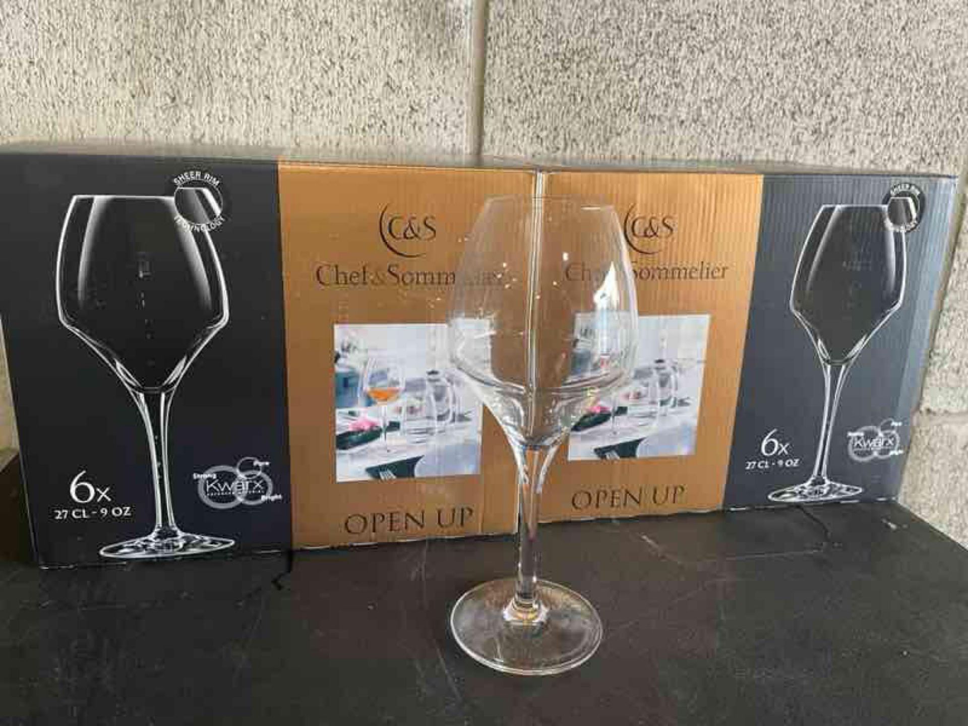 9 OZ OPEN UP WINE GLASSES - LOT OF 6 (1 BOX), CHEF & SOMMELIER - NEW