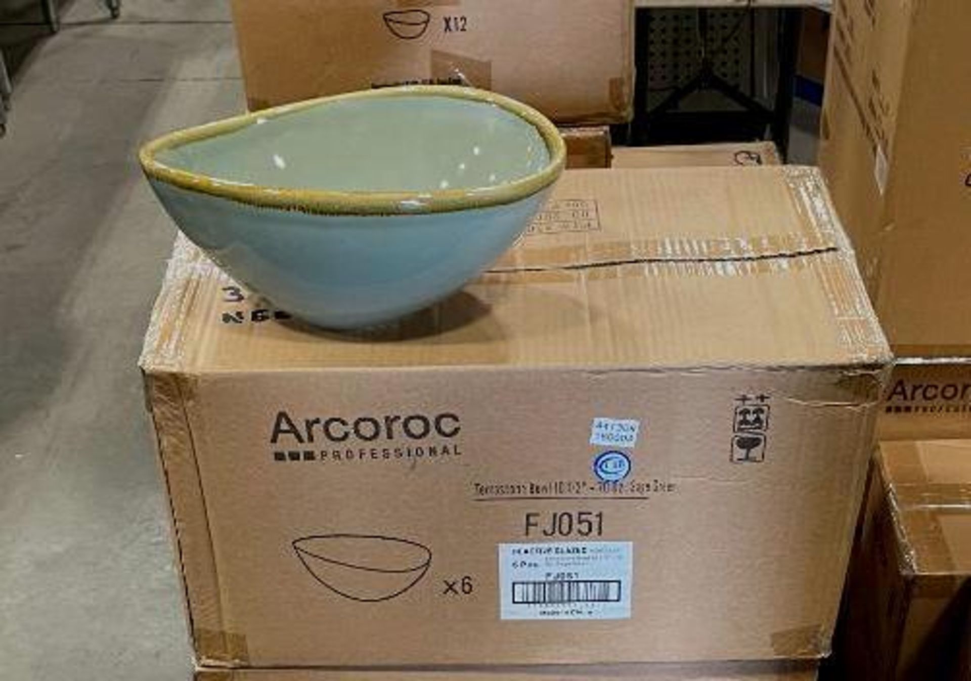 CASE OF TERRASTONE 10 1/2" SAGE GREEN BOWL - 6/CASE, ARCOROC - NEW