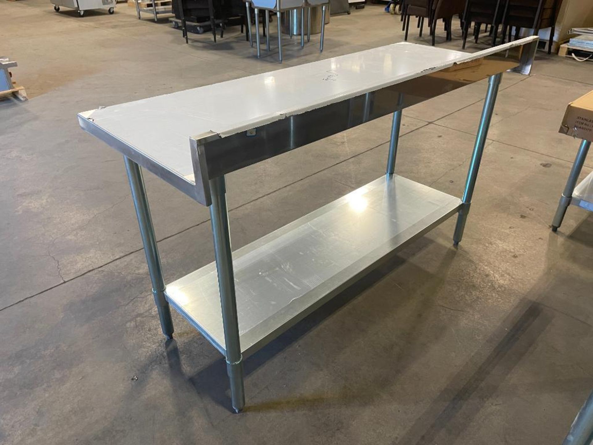 NEW 24" X 60" STAINLESS STEEL WORK TABLE WITH 4" BACKSPLASH & UNDERSHELF - Image 5 of 5