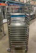 NEW STAINLESS STEEL 16-SLOT OVERSIZED BUN PAN RACK WITH PAN GUARD & (22) PANS
