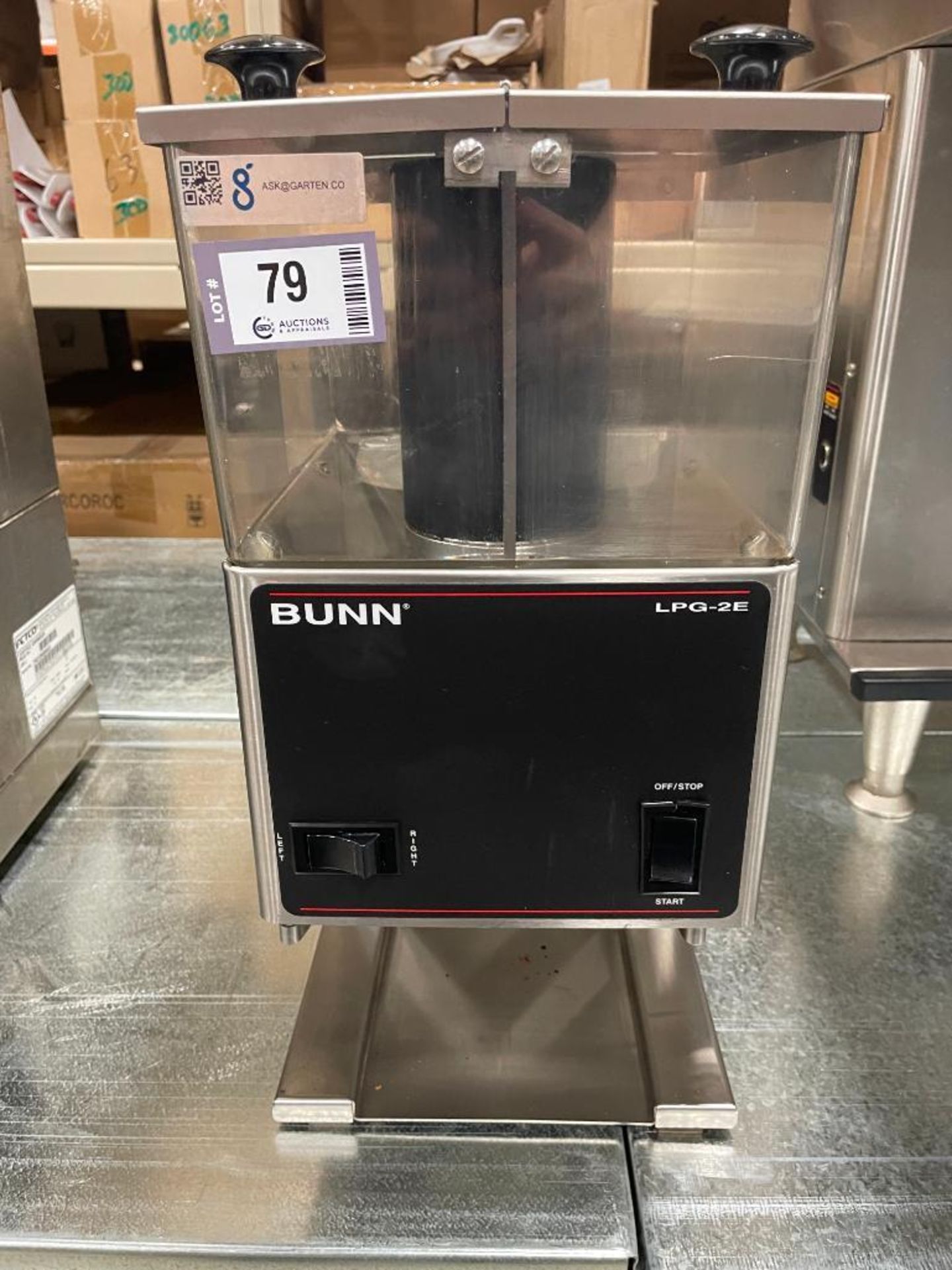 BUNN LPG-2E LOW PROFILE PORTION CONTROL COFFEE GRINDER WITH 2 HOPPERS