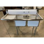 NEW STAINLESS STEEL DOUBLE WELL SINK WITH 18" LEFT DRAINBOARD