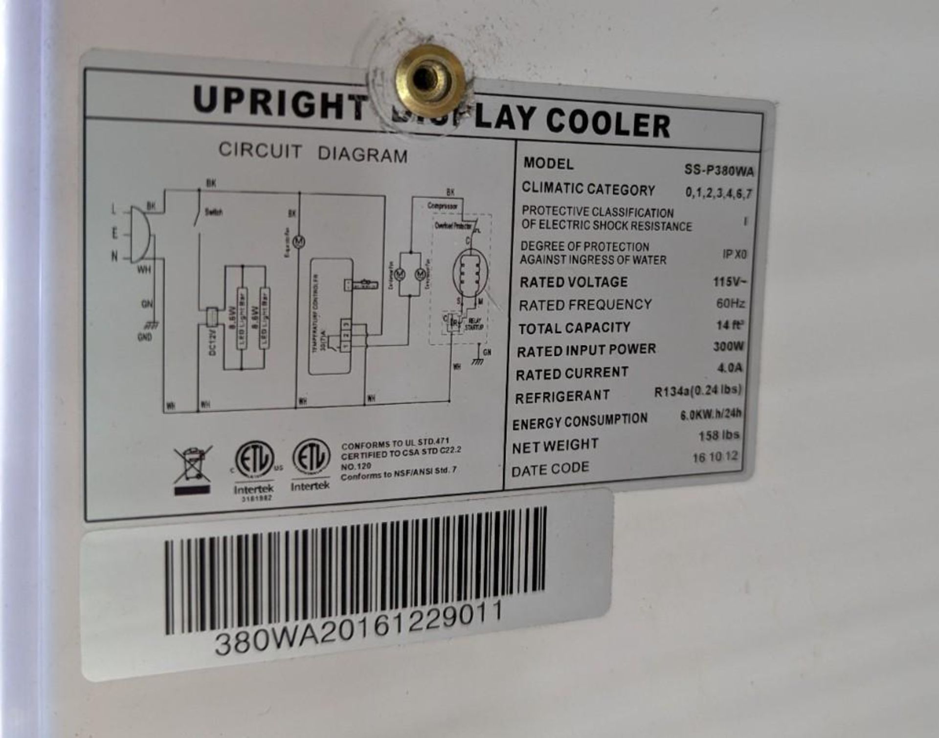 24" SS-P380WA GLASS DOOR UPRIGHT COOLER - Image 6 of 8