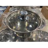 LOT OF (10) TWO-COMPARTMENT ROUND STAINLESS STEEL POT WITH COVERS