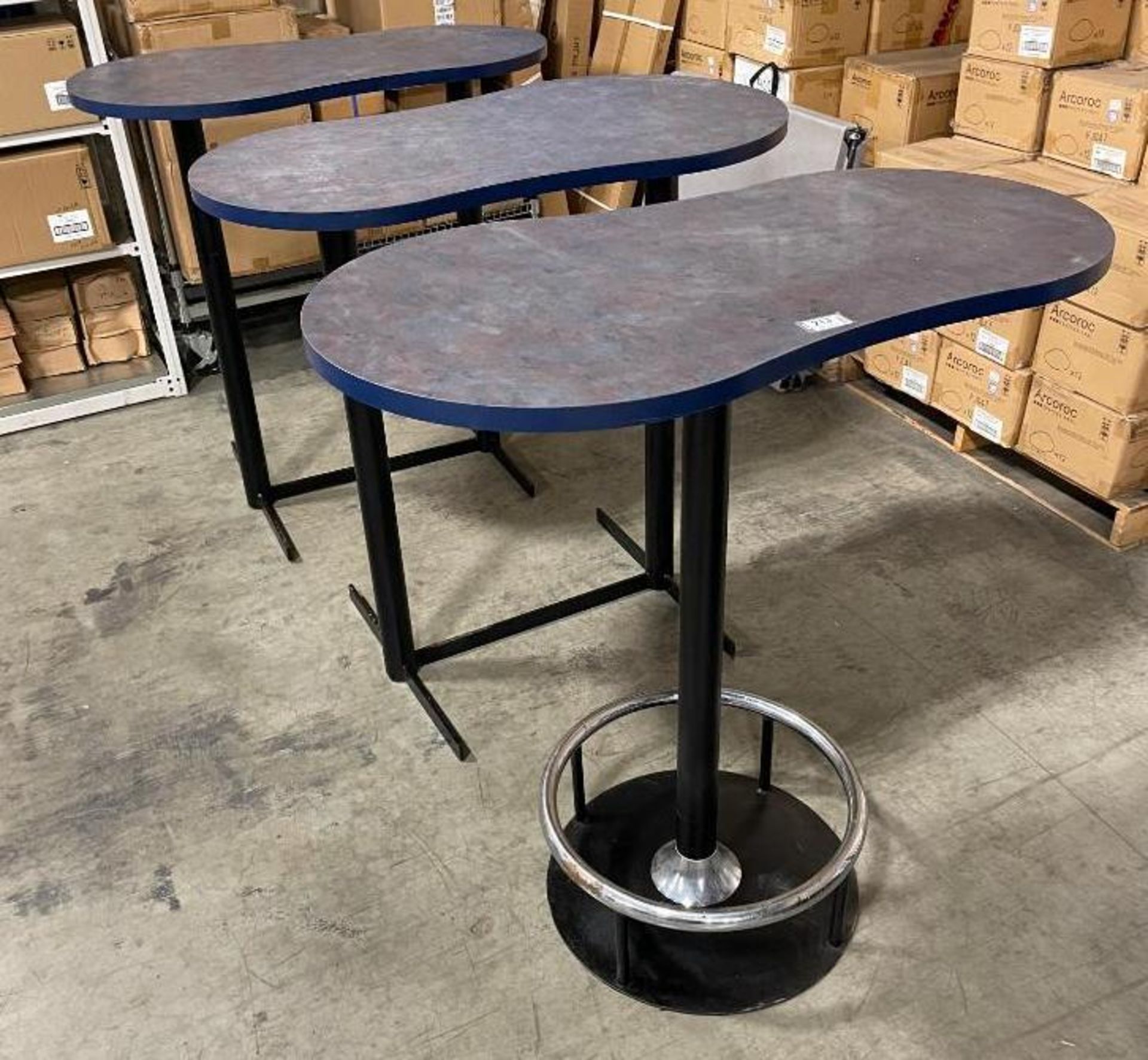 (3) BLUE 41" X 23" BAR HEIGHT TABLES