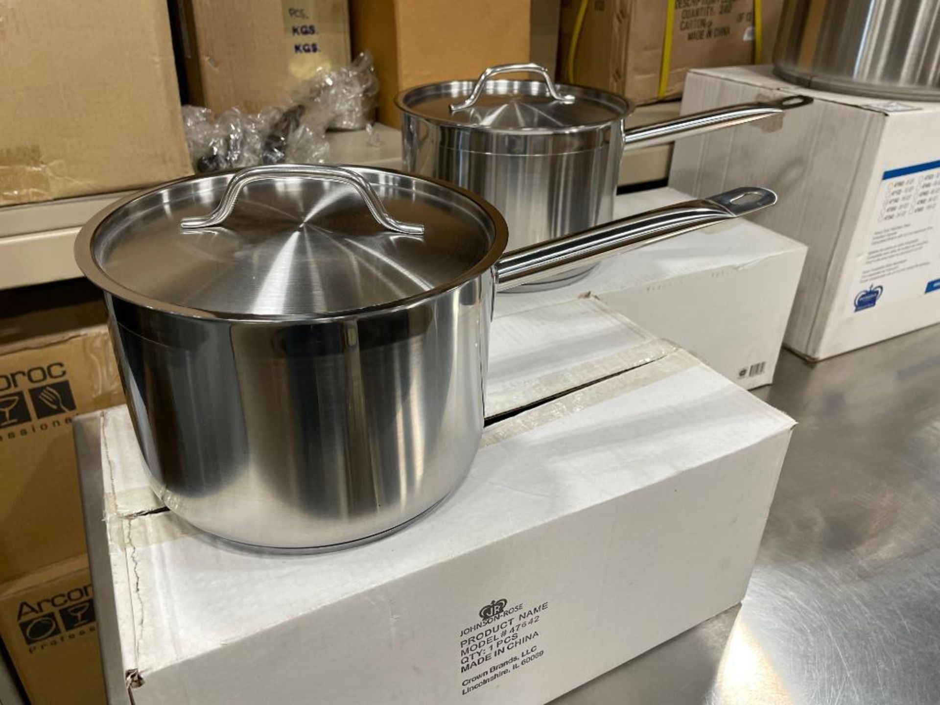 (2) 4.5QT HEAVY DUTY STAINLESS SAUCE PAN SET INDUCTION CAPABLE, JR 47642 - NEW