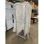 20-SLOT ALUMINUM MOBILE BUN PAN RACK WITH COVER