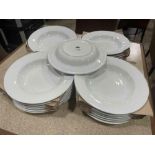 LOT OF (24) 11 5/8" RIMMED PASTA / SOUP DISHES, JOHNSON ROSE 90009 - NEW