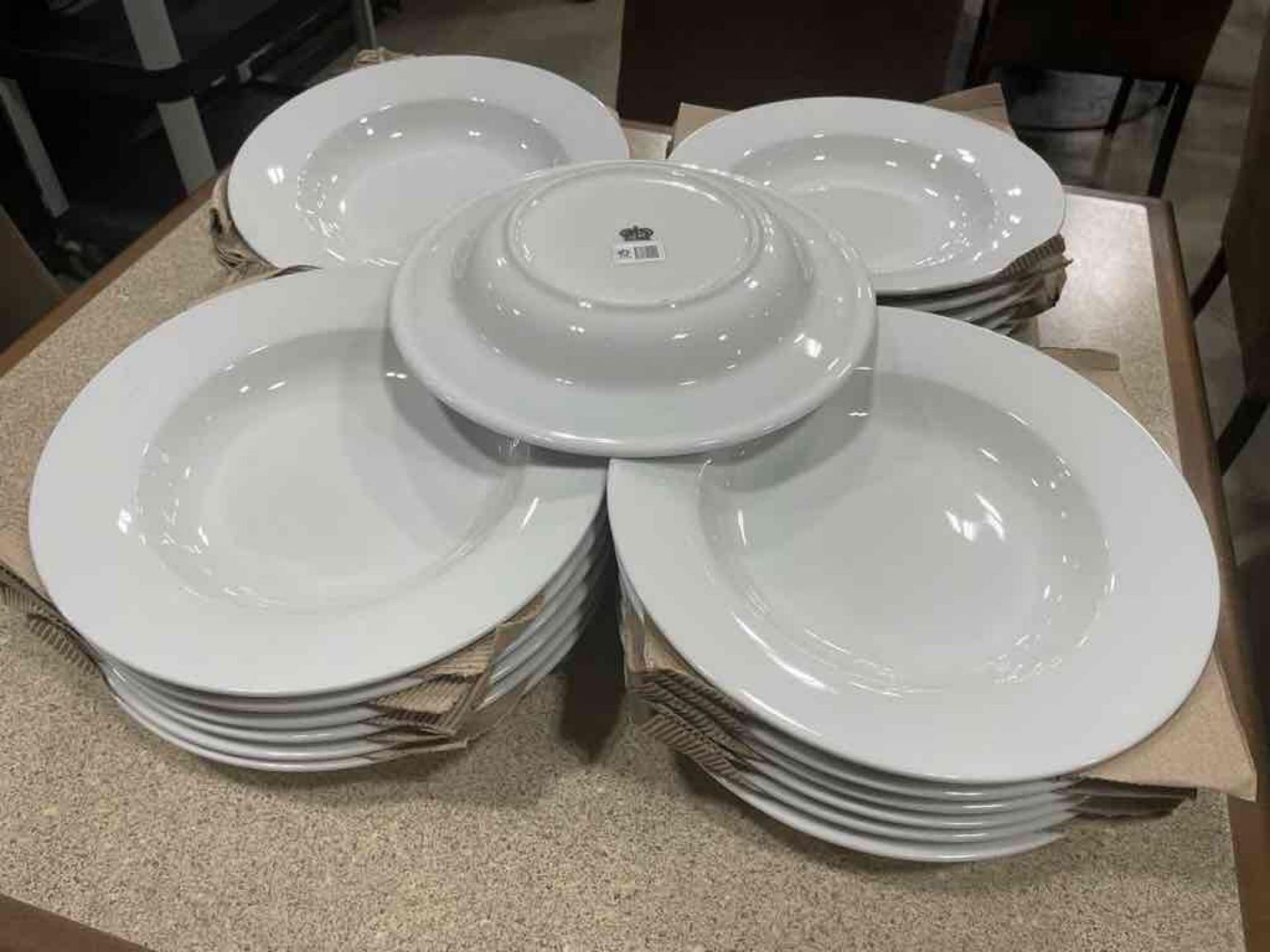 LOT OF (24) 11 5/8" RIMMED PASTA / SOUP DISHES, JOHNSON ROSE 90009 - NEW