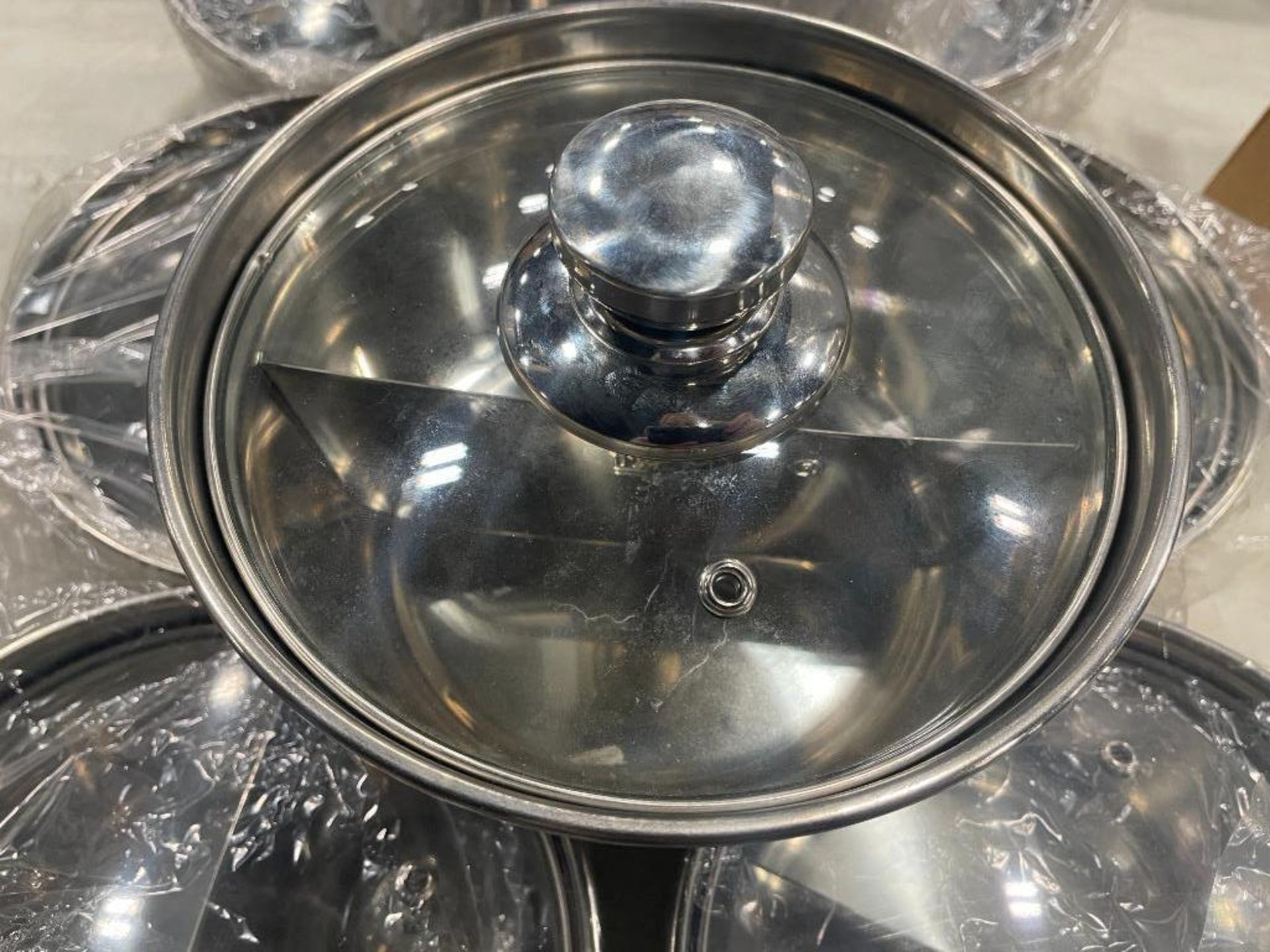 LOT OF (10) TWO-COMPARTMENT ROUND STAINLESS STEEL POT WITH COVERS - Image 2 of 7