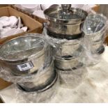 LOT OF (10) TWO-COMPARTMENT ROUND STAINLESS STEEL POT WITH COVERS