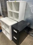 (1) 8-COMPARTMENT CUBBY STORAGE, (1) 4-COMPARTMENT CUBBY STORAGE & (1) BLACK 2-DRAWER FILING CABINET