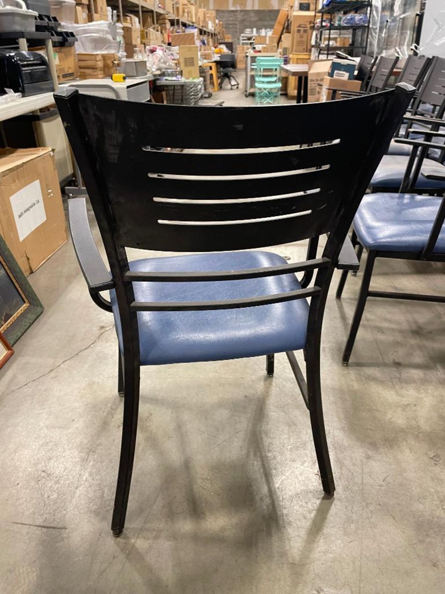 (12) BLUE PADDED METAL BACK DINING ARMCHAIRS - Image 3 of 7