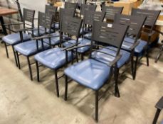 (12) BLUE PADDED METAL BACK DINING ARMCHAIRS