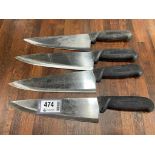 (4) USED SHARPENED KNIVES