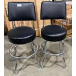 (2) BLACK HIGH BACK SWIVEL STOOL WITH FOOT RAIL