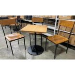 24" X 24" SINGLE PEDESTAL WOOD TOP TABLE WITH (3) CHAIRS