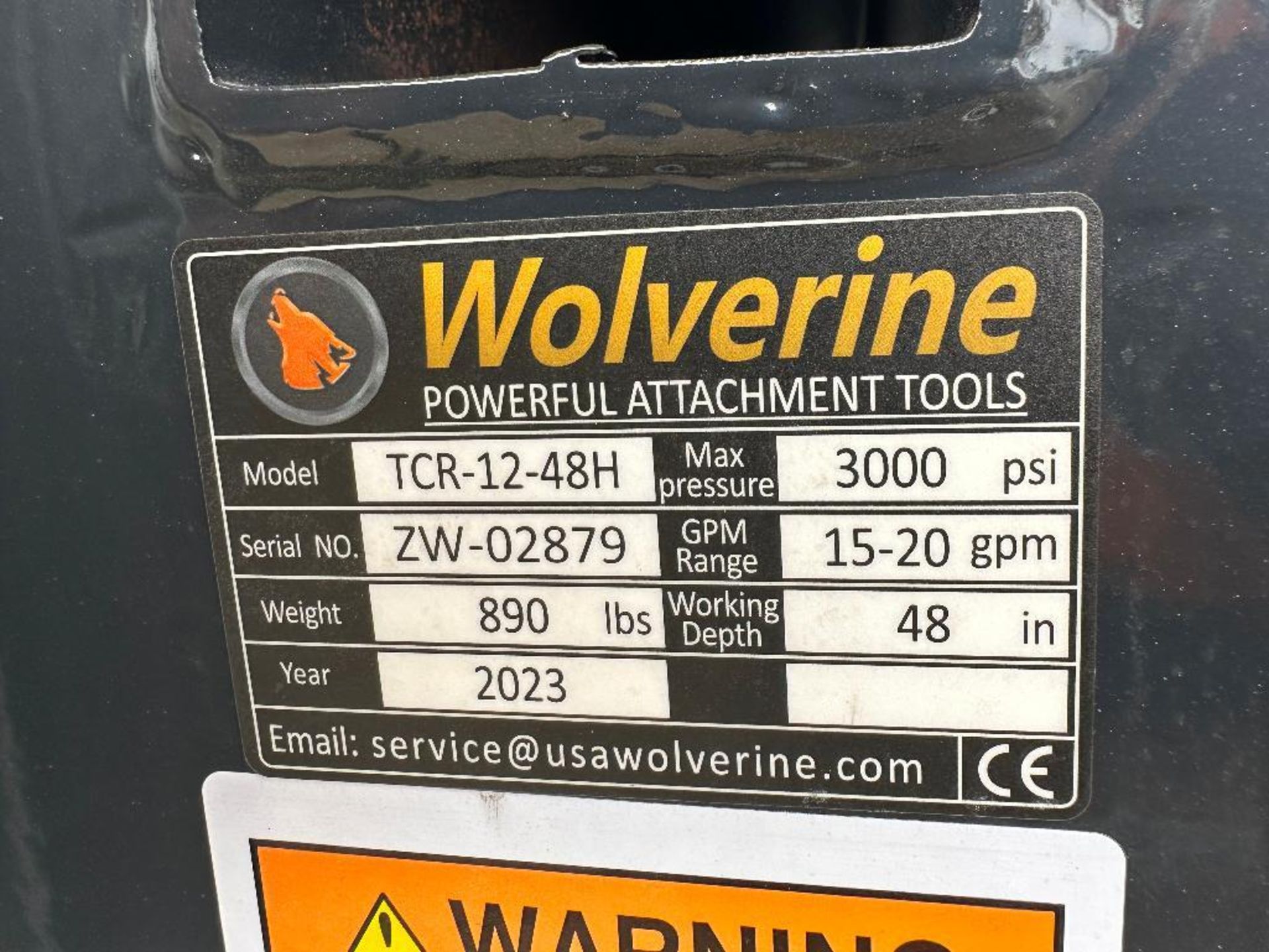 New 2023 Wolverine TCR-12-48H 48" Skid Steer Trencher Attachment - Image 5 of 5