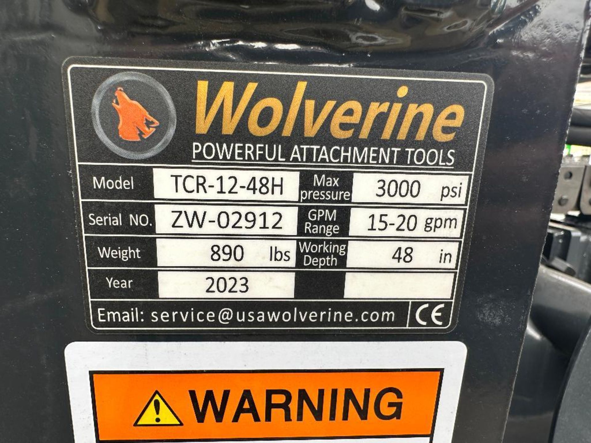 New 2023 Wolverine TCR-12-48H 48" Skid Steer Trencher Attachment - Image 5 of 5